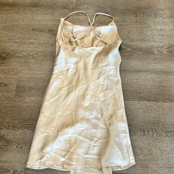 Show Me Your‎ Mumu Slip Dress Womens Small Satin Champagne Bridesmaid Short - Picture 5 of 6